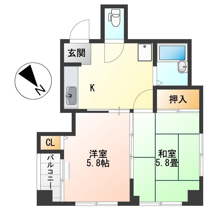 第2ロイヤル礎(2K/2階)の間取り写真