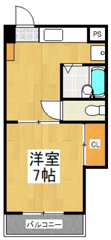 南ビル(1DK/3階)の間取り写真