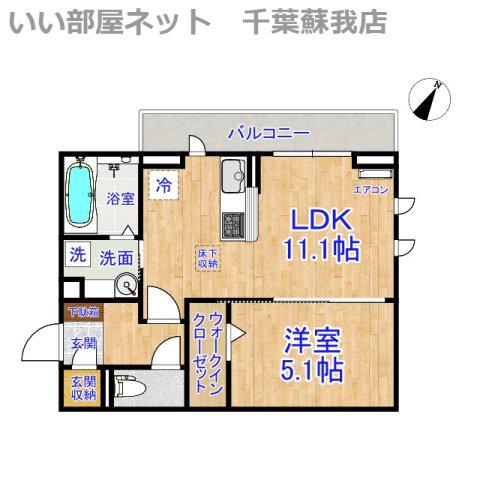D-ROOM君塚IB(1LDK/1階)の間取り写真