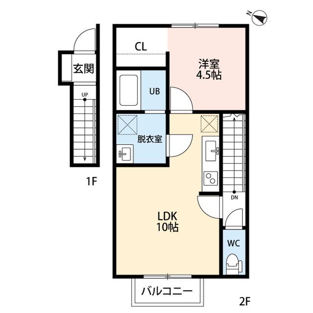 カーム近江(1LDK/2階)の間取り写真
