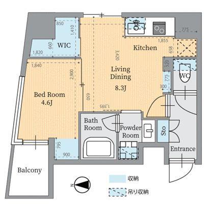 パークルール神田司町ロンド(1LDK/4階)の間取り写真