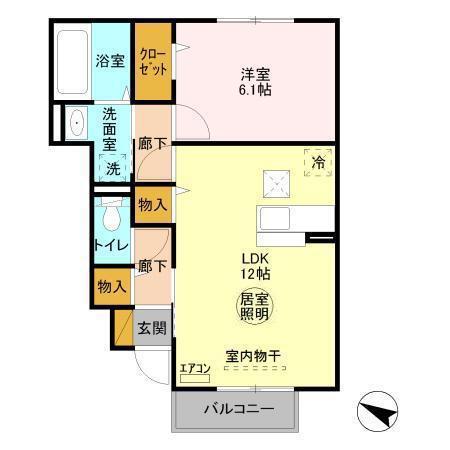 グラマードマレIII E(1LDK/1階)の間取り写真