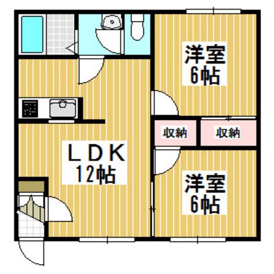 Mハイツ中島2(2LDK/2階)の間取り写真