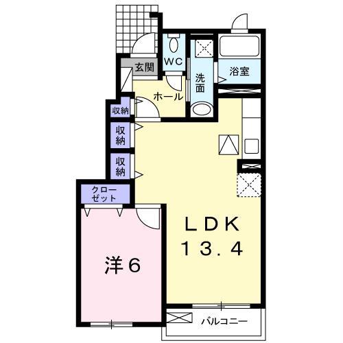 ラクス ビリーブ(1LDK/1階)の間取り写真
