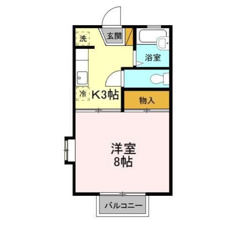 ライトハウスII(1K/2階)の間取り写真
