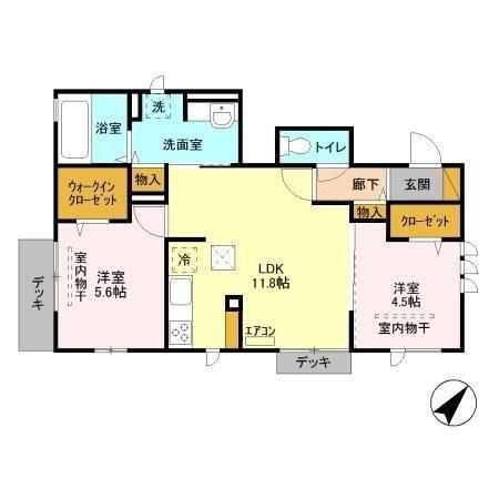 リベラーレ(2LDK/1階)の間取り写真