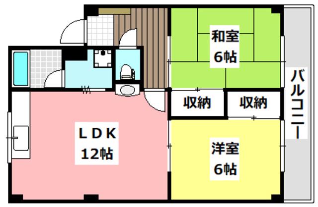 JR東海道本線 JR総持寺駅 徒歩7分 4階建 築37年(2LDK/2階)の間取り写真