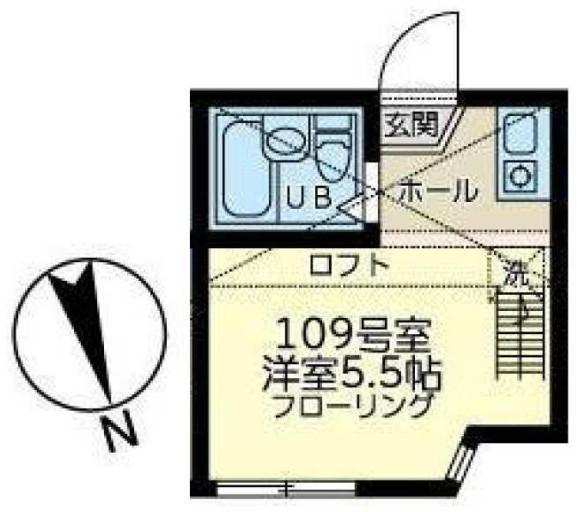 ユナイト南太田ジヴェルニー(ワンルーム/1階)の間取り写真