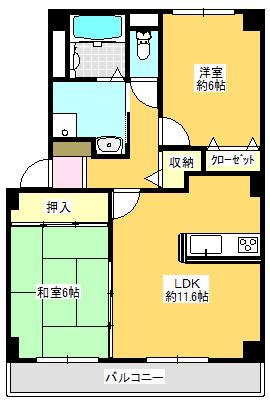 ボナール木太(2LDK/2階)の間取り写真