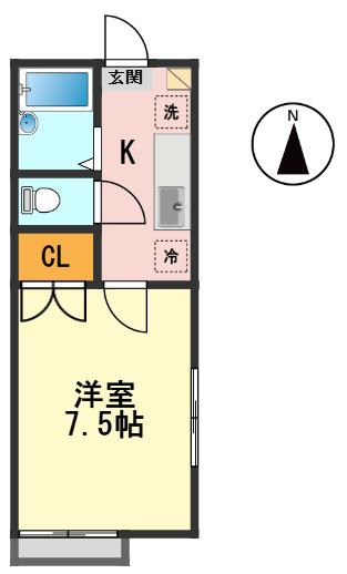 WELINA SHOEI(1K/2階)の間取り写真