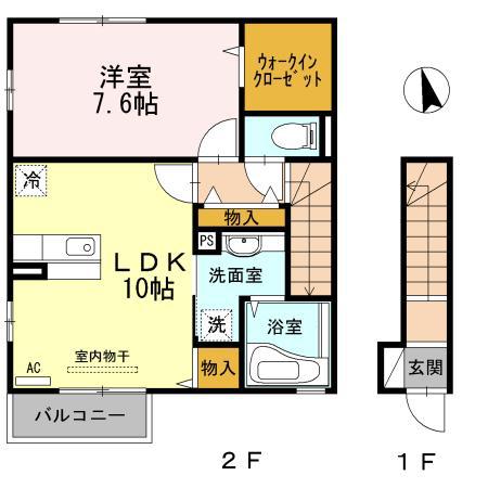 セジュールCW ⅡA(1LDK/2階)の間取り写真