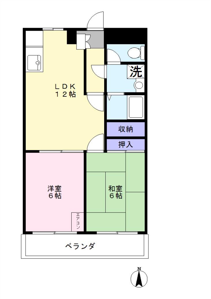 ITOHビルディング(2LDK/4階)の間取り写真