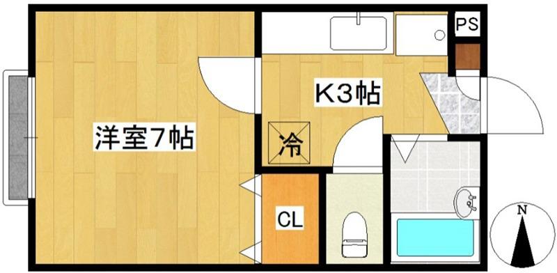 ポーロニア上杉II(1K/1階)の間取り写真