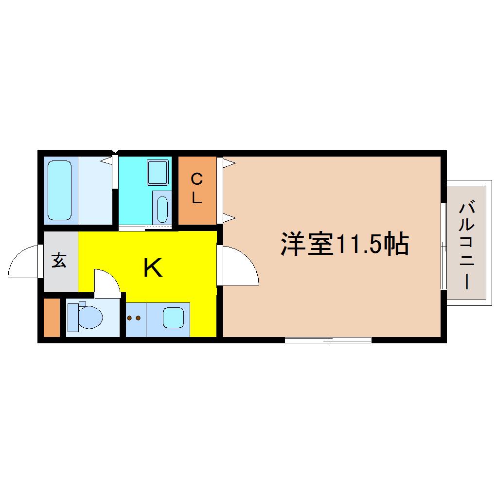 パームクレスト高森(1K/4階)の間取り写真