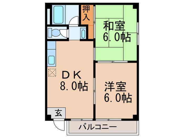 サンシャイン三津屋(2DK/5階)の間取り写真