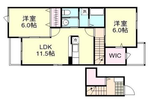 サンクレストB棟(2LDK/2階)の間取り写真