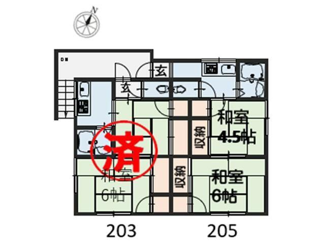 松島荘(2K/2階)の間取り写真