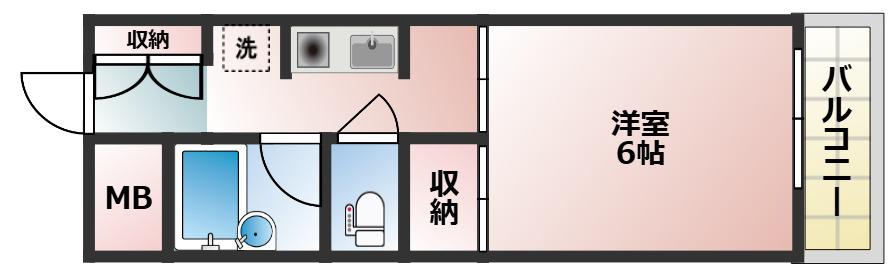 西明石ハイツ(1K/4階)の間取り写真