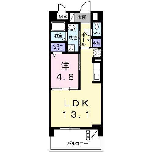 ヴァンクール(1LDK/2階)の間取り写真