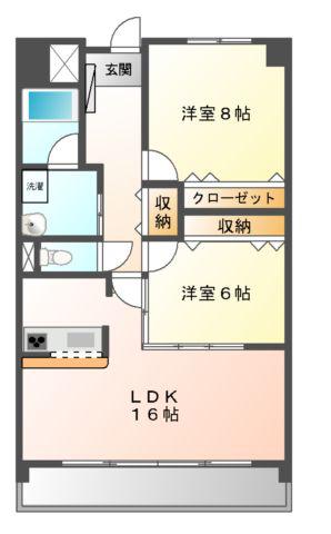 マーブル音羽館(2LDK/12階)の間取り写真