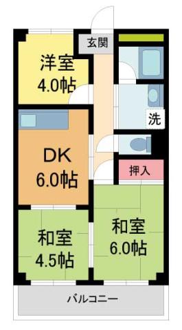コーポ大社(3DK/1階)の間取り写真