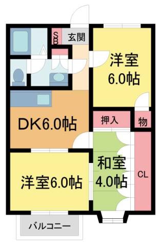 オリーブ宝塚(3DK/2階)の間取り写真