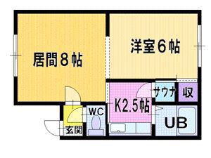 グランドール岡崎(1LDK/3階)の間取り写真