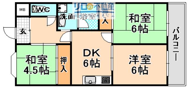 イーストバリィ(3DK/3階)の間取り写真