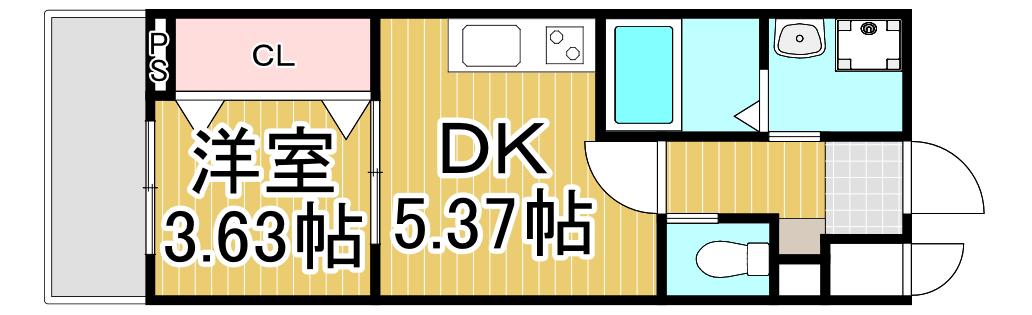 AILE中山寺(1DK/4階)の間取り写真