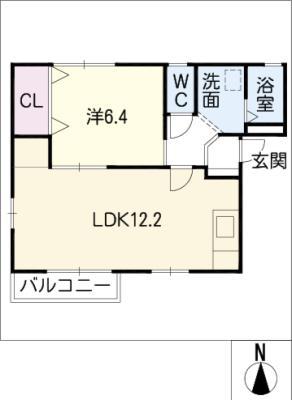 サンハイツ須成(1LDK/1階)の間取り写真
