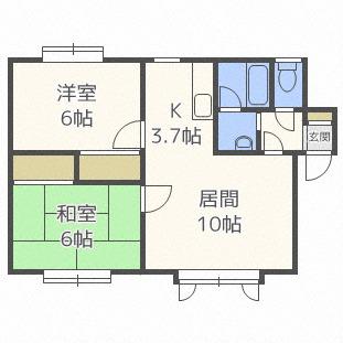 ドリーミィ(2LDK/1階)の間取り写真