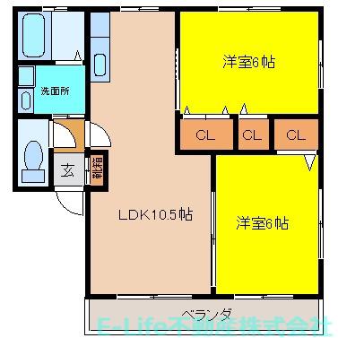 ルミネコートI・II(2LDK/1階)の間取り写真