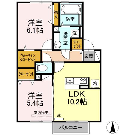 さくら荘(2LDK/2階)の間取り写真