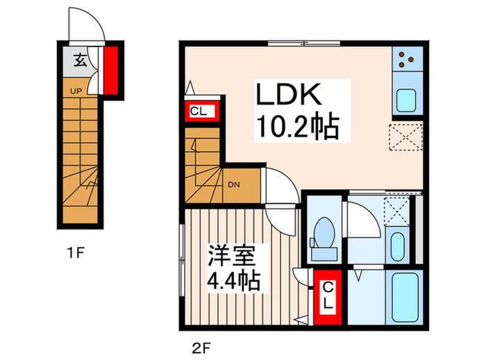 アップフィールドI(1LDK/1階)の間取り写真