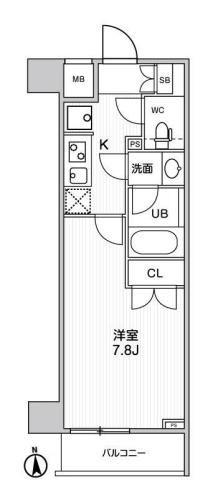 THE RESIDENCE神楽坂I(1K/4階)の間取り写真