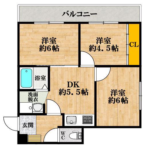 リエス山坂(3DK/2階)の間取り写真