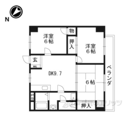 東和ハイツ本館(3DK/7階)の間取り写真