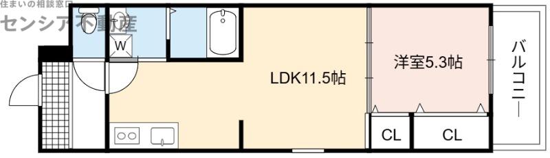 フジパレス鴫野東ウエスト(1LDK/3階)の間取り写真