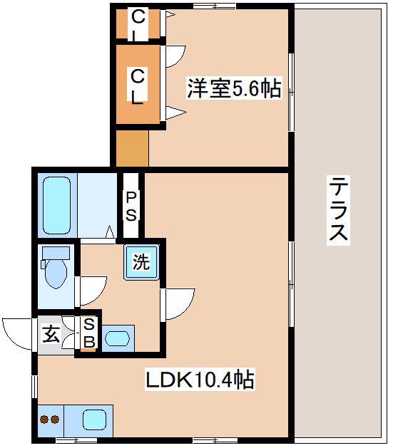 さくらハイツ(1LDK/1階)の間取り写真