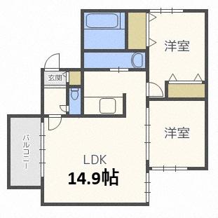 LOGEMENTS厚別中央(2LDK/3階)の間取り写真