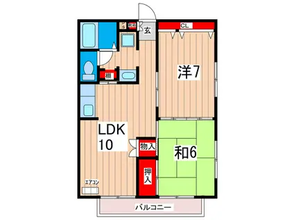 ラージ・ウッド(2LDK/1階)の間取り写真