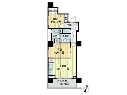 ローレルアイ千代田淡路町(2LDK/6階)の間取り写真