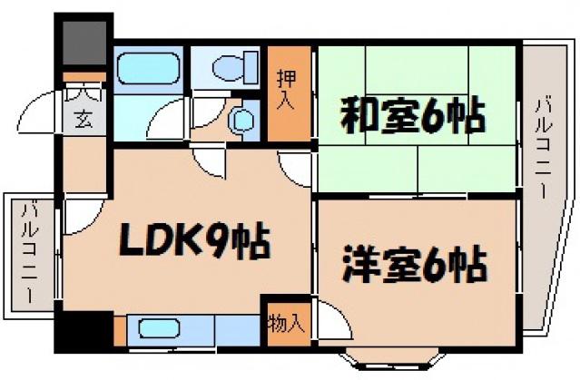 プレジール堀越(2LDK/3階)の間取り写真