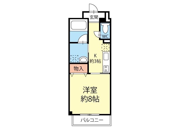 千歳橋ビル(1K/6階)の間取り写真
