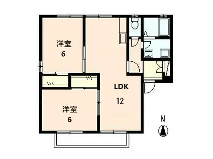ファミールタマキA(2LDK/2階)の間取り写真