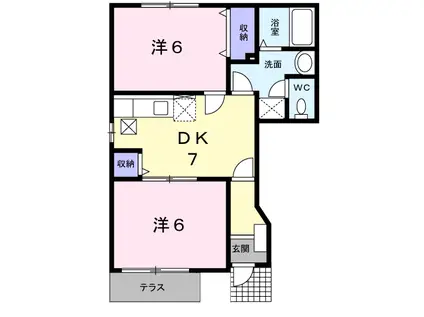 エスポワールC(2DK/1階)の間取り写真