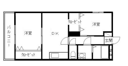 ヴィラ東宮(2DK/3階)の間取り写真