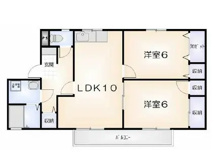 リヴェール21(2LDK/2階)の間取り写真