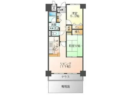 ライオンズマンション姫路東今宿(2LDK/1階)の間取り写真