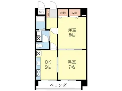 レジデンス石原(2DK/2階)の間取り写真